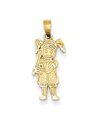 14K Yellow Gold Girl Baseball Player Charm Pendant