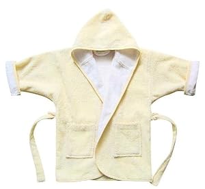 American Terry Co. Two-Tone Hooded Organic Cover-Up - Natural/Soft White-S (Age 4-6)