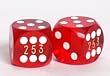 15mm Precision Backgammon Dice, Trans. Red, Serial #
