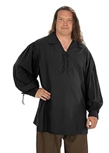 Dress Like a Pirate Historically Accurate Heavy Cotton Morgan Shirt (Large, 2. Black)