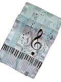 Blue & Black Piano, Notes & G Clef Satin Stripe Oblong Scarf/Sash/Belt