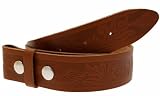 Tan Eagle Patterned Full Grain Leather Snap-Fit Belt