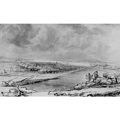 Philips Koninck (Overlooking the river) Art Poster- 11x17 custom fit with RichAndFramous Black 99 inch Poster Hangers