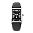 Emporio Armani Gents Black Leather Strap Wrist Watch - AR0143