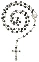 HEMATITE LINK ROSARY - 28'' NECKLACE - 19'' LENGTH - 6MM BEAD