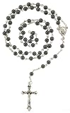 HEMATITE LINK ROSARY - 28'' NECKLACE - 19'' LENGTH - 6MM BEAD