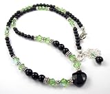 Peridot Swarovski Crystal Birthstones and Onyx with Sterling Silver