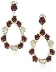 Kara Ross "Nugget" Ruby and White Sapphires Oval Gemstone Drop Earrings