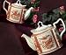 Teapot Red Toile Bird !