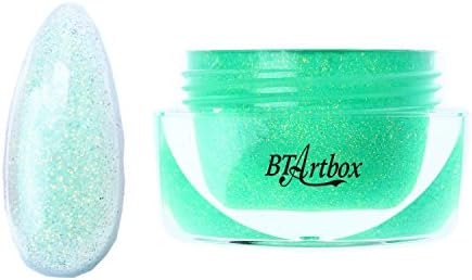BTArtbox Cool Sparkling Light Green Nail Art UV Gel Soak Off Nail Polish Glitter 20ml/ DIY Decoration 3 Weeks Stand