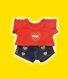 Red T-shirt w/Denim Heart Pants clothes fits 12 Snuggl'ems, 8 - 10 Stuffed Animal kits & most Webkinz & Shining Star animals