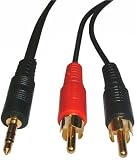 Cabling4Less 3m 3.5mm Stereo Plug - 2 x RCA  Plugs (Left + Right)  Leads - Black