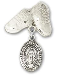 Sterling Silver Baby Badge with Miraculous Charm and Baby Boots Pin