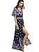 Floerns Women's Bohemian Short Sleeve Vintage Print Split Wrap Maxi Dress
