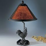 Classic Mica Rooster Mica Table Lamp in Antique Bronze