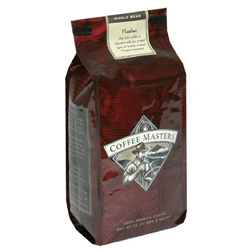Coffee Masters Flavored Coffee, Hazlenut, Whole Bean, 12-Ounce Bags (Pack of 4)