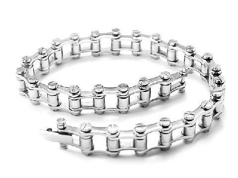 Men's Motorcycle Biker Bike Chain Stainless Steel Open Link Bracelet - 7.5