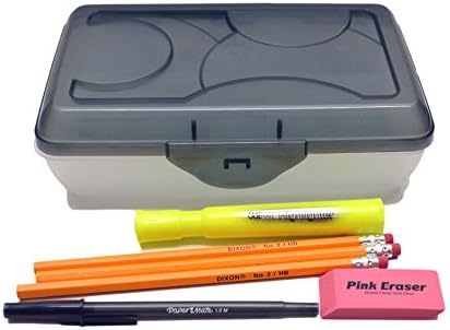 School Desk Kit Supply Bundle - Case, Pen, Pencils, Pink Eraser and Highlighter