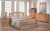4pc Queen Size Bedroom Set Contemporary Style Maple Finish