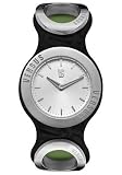 Women's Black Dial Black Shiny Leather