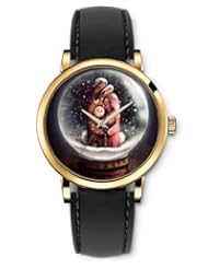 SPRAWL Aanalog Fashion Series Gold Ladies Watches of Genuine Black Leather Strap,Unique Wrist Watch for Women Girls Designed with Lovers inside a crystal ball