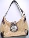 Tan / Brown Rhinestone Crown Buckle Purse Handbag
