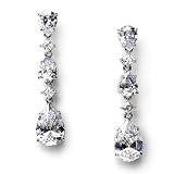 Cubic Zirconia Rhinestone Dangle Earrings, CZ Bridal Wedding Earrings 686