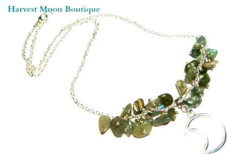 Chakra Root Artisan Necklace Labradorite Beaded Metaphysical Jewelry Handmade Angie Pinkal Harvest Moon Boutique Rainbow Moonstone Crescent Moon Spiritual