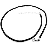 3.2mm Woven Faux Leather Cord Chain Necklace w. Stainless Steel Clasp
