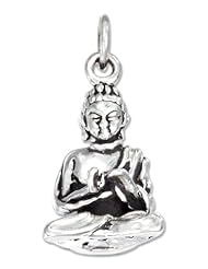 Sterling Silver Antiqued Three Dimensional Young Lotus Buddha Charm