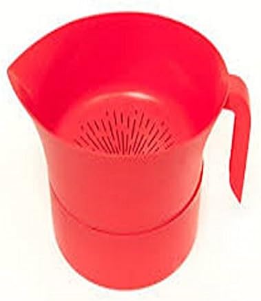 Easy Greasy Hands Free Strainer Colander with lid Red