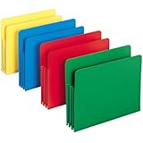 Smead Poly File Pocket, Straight-Cut Tab, 3-1/2" Expansion, Letter Size, Assorted Colors, 4 per Pack (73500)