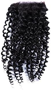 ShowLife 100% Virgin Human Hair Brazilian Kinky Curly Wave 8"-18" Free Part 6A Natural Color Human Hair Top Lace Closure