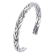 Woven Cuff Sterling Silver Bracelet