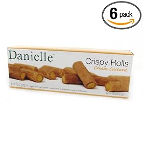 Danielle Market Cream Custard Crispy Rolls, 5.44 Ounce Boxes (Pack of 6)