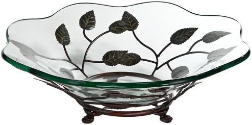 Wave Glass Bowl with Leaf and Vine Stand