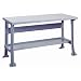 Lyon DD2570 Comfort Edge Laminated Hardwood Top Pre-Engineered Flared Steel Legs Work Bench with Stringer and Shelf, 60" Width x 34" Depth x 32-1/4" Height, Dove Gray