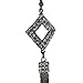 Way Cool 70's Inspired Diamond Shape Rhinestone Black Rhodium Fringe Fashion Earrings, 5 Inches Long