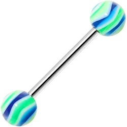 Baby Blue Lime Hypnotic Barbell Tongue Ring