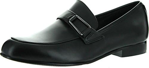 Venettini Boys 55-Ace6 Dress Casual European Fashion Slip On Shoes,Black Leather,38