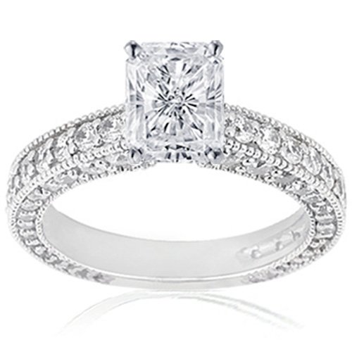 2.10 Ct Radiant Cut Diamond Engagement Ring Pave 14K CUT:VERY GOOD IGI 2.10 Ct Radiant Cut Diamond Engagement Ring Pave 14K CUT:VERY GOOD IGI