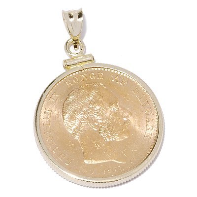 14K Gold 1873 First Year Issue 20 Kroner Coin Pendant