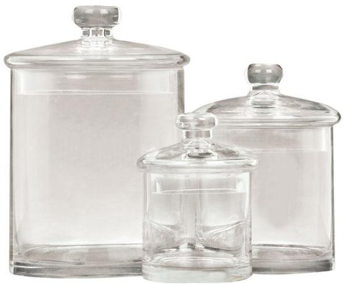 Adelle Jar Set Of 3, S/3 9",7",5"H, CLEAR GLASS