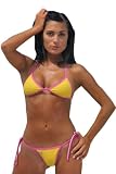 Bubble Gum Tonga Tie Thong Bikini (Pink/Yellow) Bikini