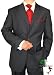 Valentino Made in Italy Mens Suit 3 Button 2pc Canvas Front Jacket Flat Front Pants Italian Suit Australian Merino Wool / Silk 150s Charcoal Gray Stripe