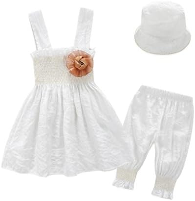 VIASA 1Set Toddler Baby Girl Summer Princess Dress+Pants+Hat (0-1Y)