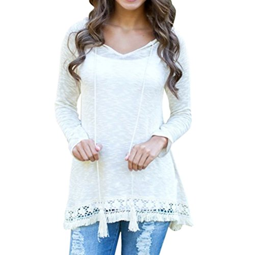 ZXZY Women's Lightweight Soft White Hooded Pullover Tops