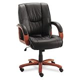 OFFICE STAR PRODUCTS / OSPWD53613 / Cherry Wood Finish Deluxe Series Leather Mid-Back Swivel Chair / Sold as 1 EA