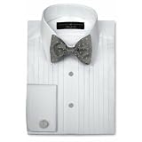 Joseph Abboud Black Tie Laydown Collar, 1/2 Pleated, 100% Cotton with French Cuff Tuxedo Shirt