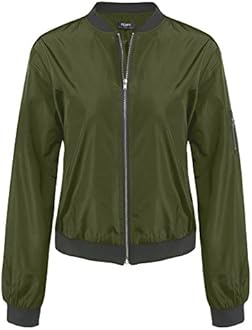 ZeagooWomen Bomber Jacket Casual Jackets Lightweight Zip Up Jacket Classic Solid Jacket